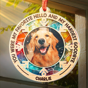 Photo personnalisée « Je ne suis plus à mes côtés, je suis à jamais dans mon cœur » – Ornement attrape-soleil personnalisé commémoratif – Forme ronde en acrylique – Cadeau de condoléances pour les propriétaires d'animaux et les amoureux des animaux