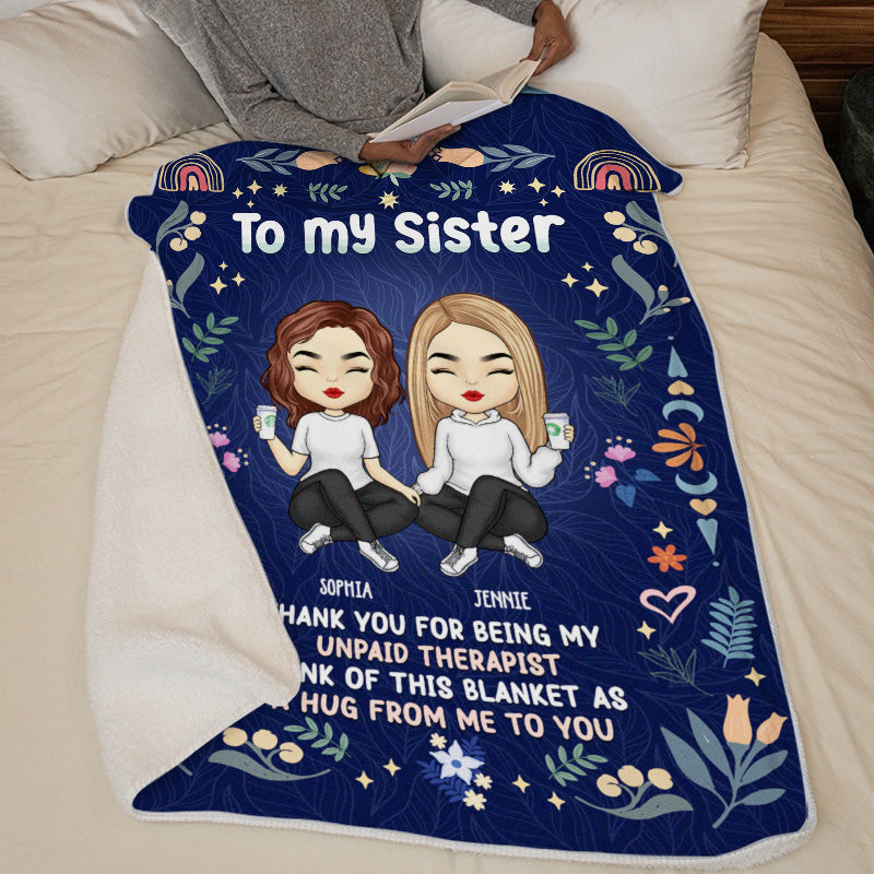 Merci d'être mon thérapeute bénévole - Couverture personnalisée Bestie - Cadeau pour meilleures amies, meilleures amies, sœurs