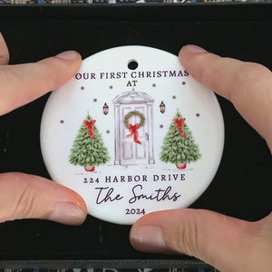 First Christmas At Our Dream House - Family Personalized Custom Ornament - Ceramic Round Shaped - Christmas Gift For Family Members, First Christmas
