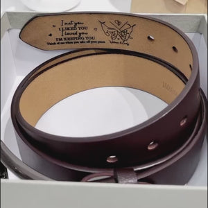 Félicitations pour être devenu mon petit ami ! Ceinture en cuir gravée personnalisée pour couple ! Cadeau pour mari et femme, anniversaire