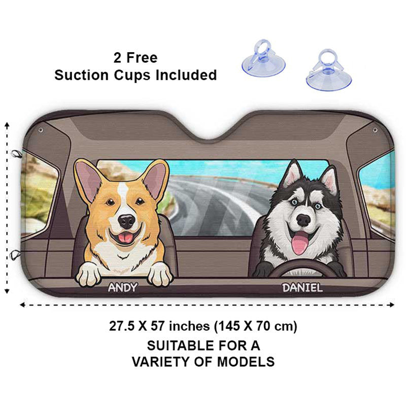 Animaux drôles conduisant une voiture – Pare-soleil personnalisé pour voiture – Cadeau pour propriétaires et amoureux des animaux