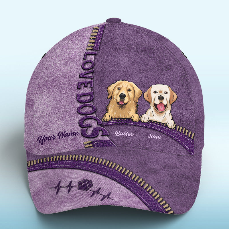 Casquette personnalisée, casquette classique à imprimé intégral – Cadeaux d'anniversaire personnalisés pour les amoureux des chiens et des chats, les papas et les mamans de chiens, les propriétaires de chats – J'aime les chiens plus que les humains