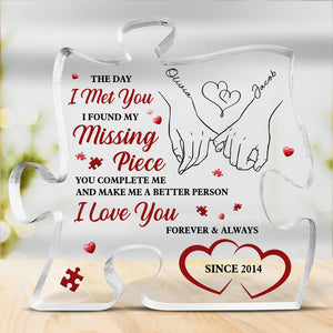 J'ai trouvé ma pièce manquante - Plaque acrylique personnalisée en forme de puzzle pour couple - Cadeau pour mari et femme, anniversaire
