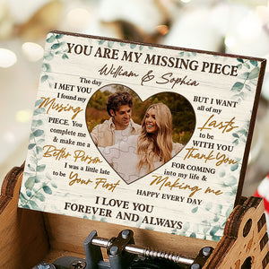Boîte à musique personnalisée avec photo « You Are My Missing Piece » (9,4 cm) pour couple, cadeau d'anniversaire ou de mariage