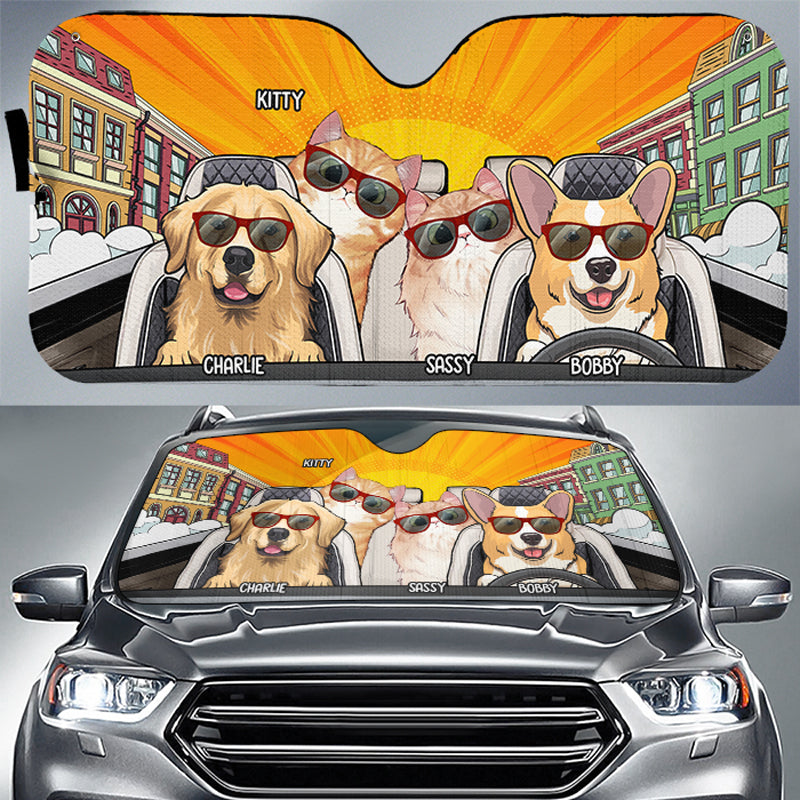 Sortons et profitons - Pare-soleil personnalisé pour pare-brise de voiture, protection de fenêtre de voiture - Cadeau pour propriétaires d'animaux et amoureux des animaux
