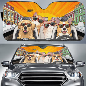 Sortons et profitons - Pare-soleil personnalisé pour pare-brise de voiture, protection de fenêtre de voiture - Cadeau pour propriétaires d'animaux et amoureux des animaux