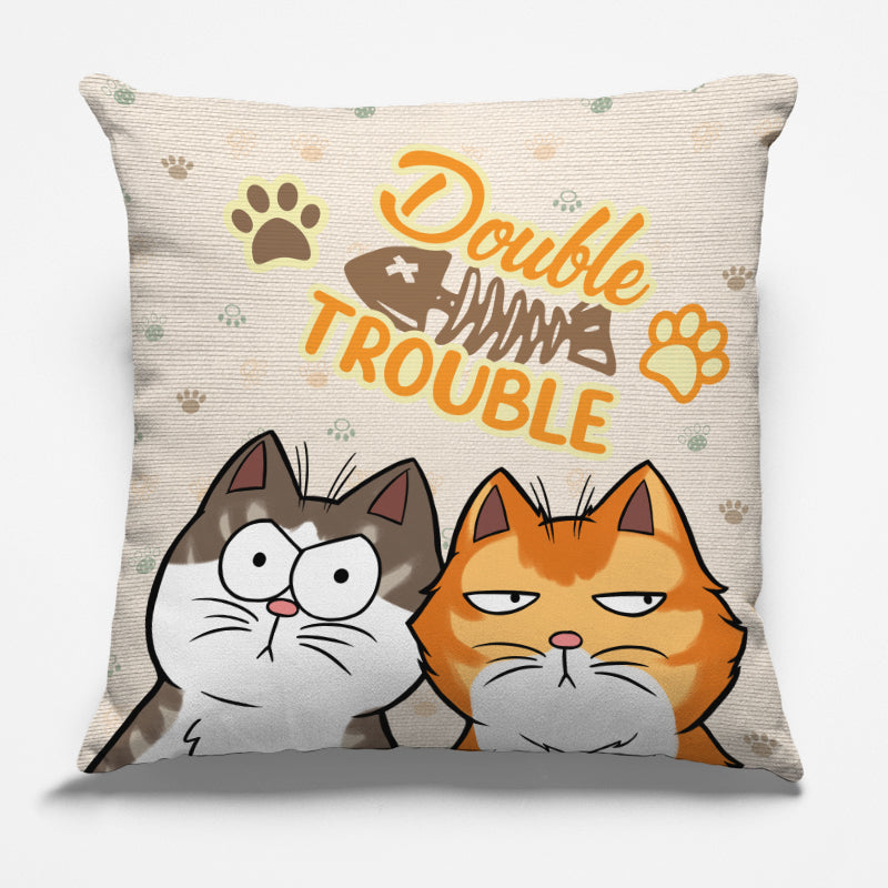 Coussin personnalisé pour chat « Trouble Makers » – Cadeau pour propriétaires et amoureux des animaux