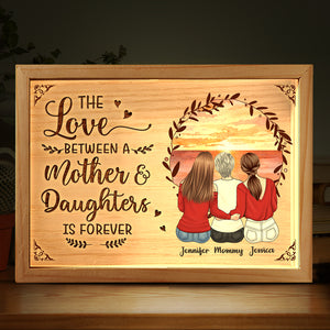 L'amour entre une mère et ses filles est éternel - Cadre photo personnalisé pour famille - Cadeau d'anniversaire pour maman