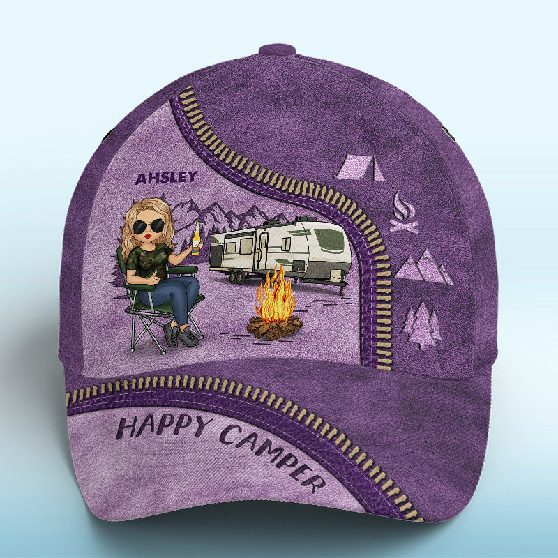 La vie est meilleure en camping ! Casquette de camping personnalisée, imprimé intégral, cadeau pour les amateurs de camping.