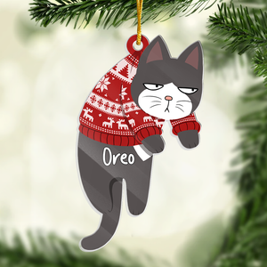 Passez un Noël très miaou - Décoration de chat personnalisée - Forme personnalisée en acrylique - Cadeau de Noël pour les propriétaires et les amoureux des animaux