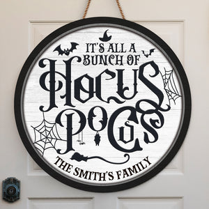 La famille de la bonne sorcière - Panneau en bois rond personnalisé pour la décoration de la maison - Cadeau d'Halloween pour les membres de la famille