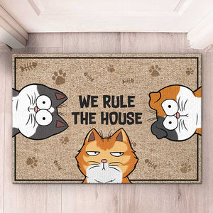 Tapis décoratif personnalisé « We Rule The House » pour chat - Cadeau pour les propriétaires et les amoureux des animaux