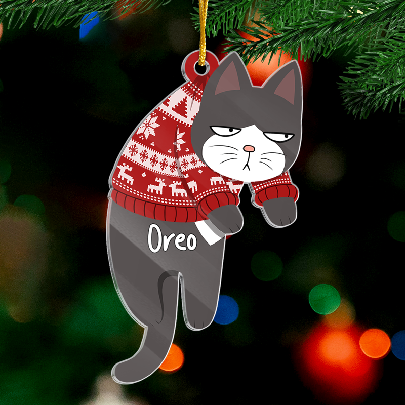 Passez un Noël très miaou - Décoration de chat personnalisée - Forme personnalisée en acrylique - Cadeau de Noël pour les propriétaires et les amoureux des animaux