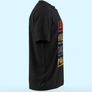 Légende, Mari, Papa et Papa Depuis - T-shirt unisexe personnalisé pour la famille, sweat à capuche, sweat-shirt - Cadeau de fête des pères, d'anniversaire pour papa, grand-père