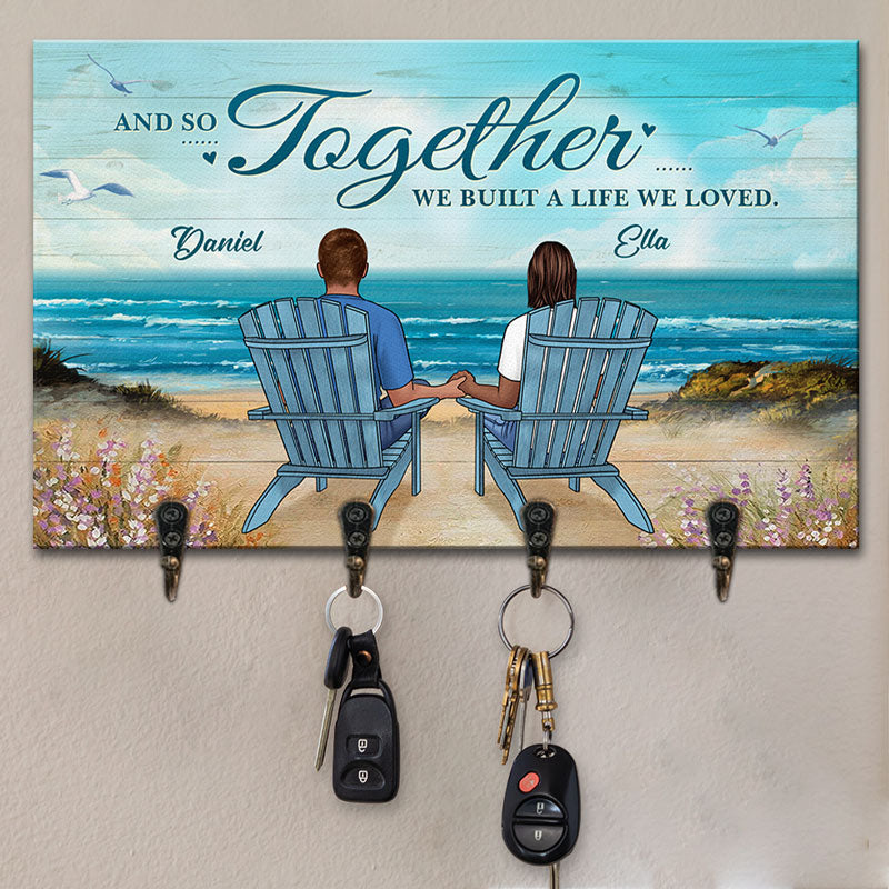 Nous sommes ici, ensemble - Porte-clés rectangulaire personnalisé pour couple, porte-clés - Cadeau pour mari et femme, anniversaire