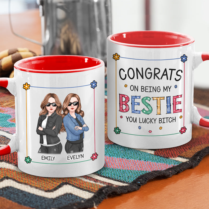 Félicitations pour être ma meilleure amie - Mug personnalisé avec accents - Cadeau de Noël pour meilleures amies, meilleures amies, sœurs