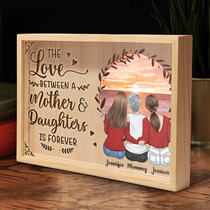 L'amour entre une mère et ses filles est éternel - Cadre photo personnalisé pour famille - Cadeau d'anniversaire pour maman