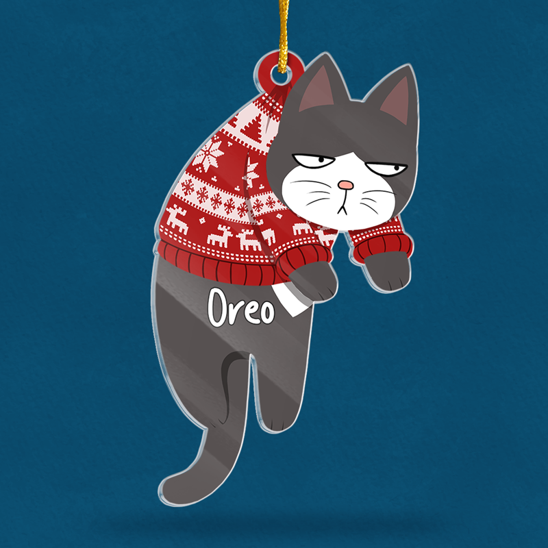 Passez un Noël très miaou - Décoration de chat personnalisée - Forme personnalisée en acrylique - Cadeau de Noël pour les propriétaires et les amoureux des animaux