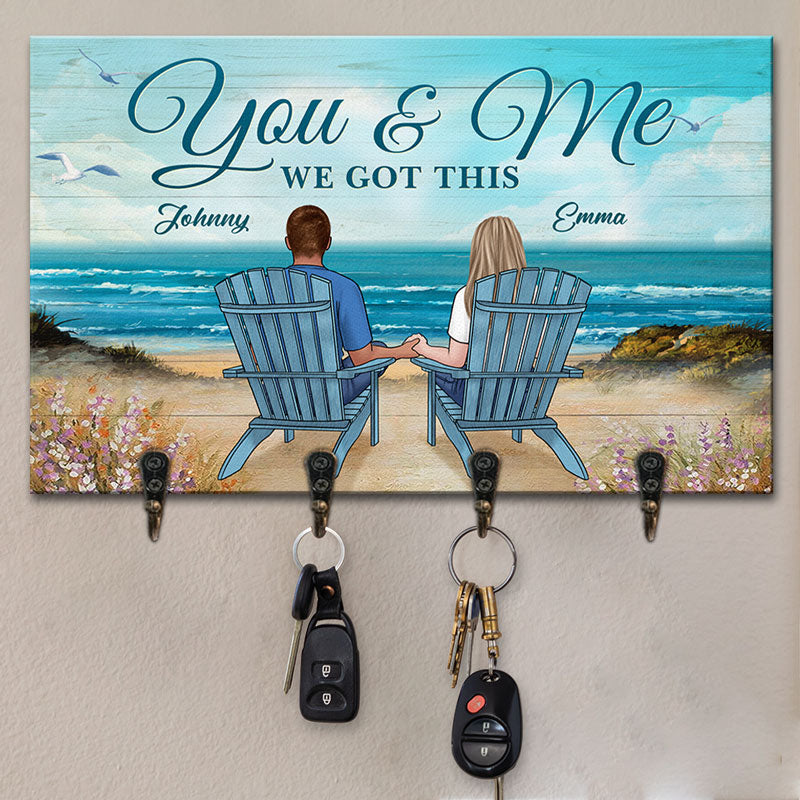 Nous sommes ici, ensemble - Porte-clés rectangulaire personnalisé pour couple, porte-clés - Cadeau pour mari et femme, anniversaire