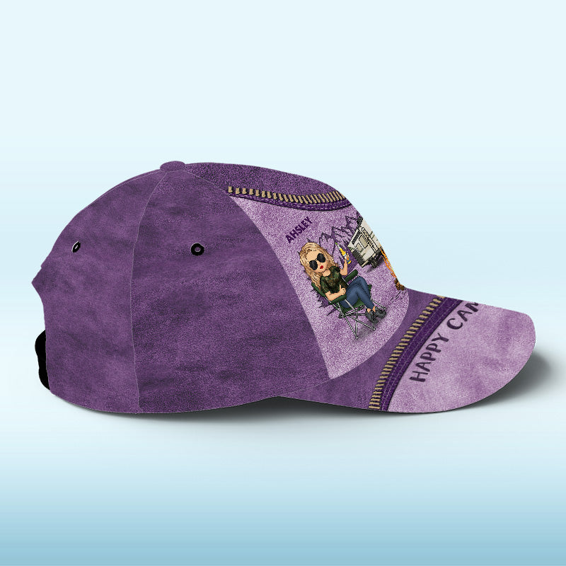La vie est meilleure en camping ! Casquette de camping personnalisée, imprimé intégral, cadeau pour les amateurs de camping.