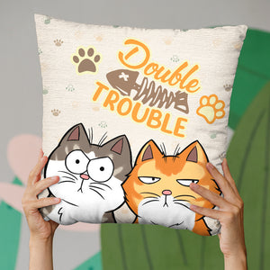 Coussin personnalisé pour chat « Trouble Makers » – Cadeau pour propriétaires et amoureux des animaux