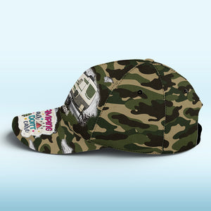 Le camping est ma thérapie préférée ! Casquette de camping personnalisée, imprimé intégral, cadeau pour les amateurs de camping.