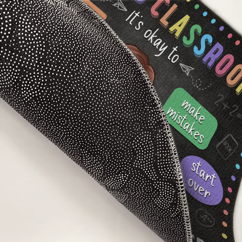C'est bien d'être soi-même dans cette salle de classe - Tapis décoratif personnalisé pour enseignant - Cadeau pour enseignant, rentrée scolaire