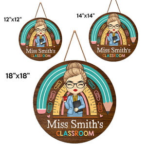 Welcome To My Classroom - Teacher Personalized Custom Round Shaped Home Decor Wood Sign - House Warming Gift For Teacher, Back To School