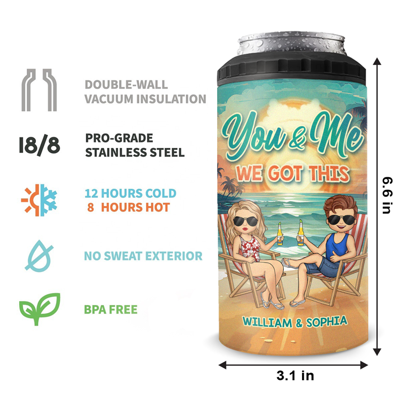 Mari et femme, compagnons de beuverie pour la vie - Gobelet isotherme 4 en 1 personnalisé pour couple - Vacances d'été, cadeau pour mari et femme, anniversaire