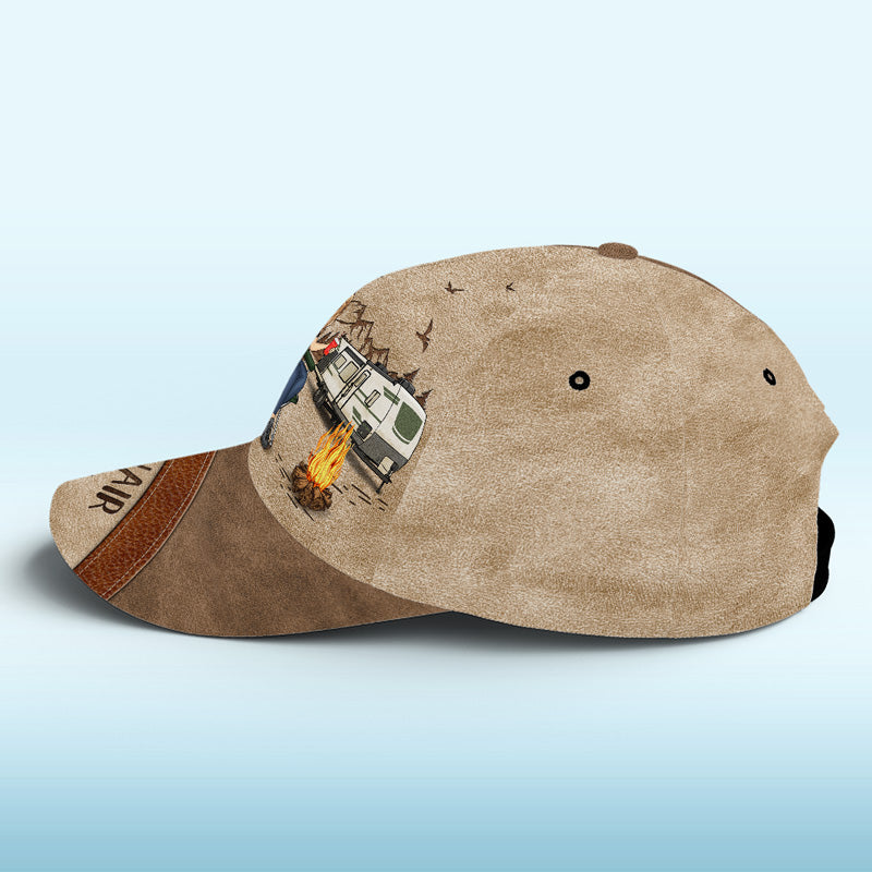 Casquette de camping personnalisée, imprimé intégral, style classique, cadeau pour les amateurs de camping.