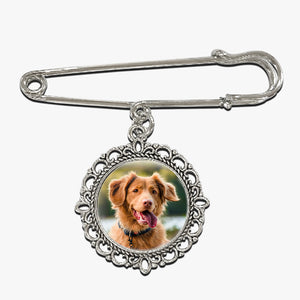 Photo personnalisée : « Je ne suis plus à mes côtés, mais je suis à jamais dans mon cœur » – Broche ronde personnalisée commémorative – Cadeau de condoléances pour les propriétaires et les amoureux des animaux