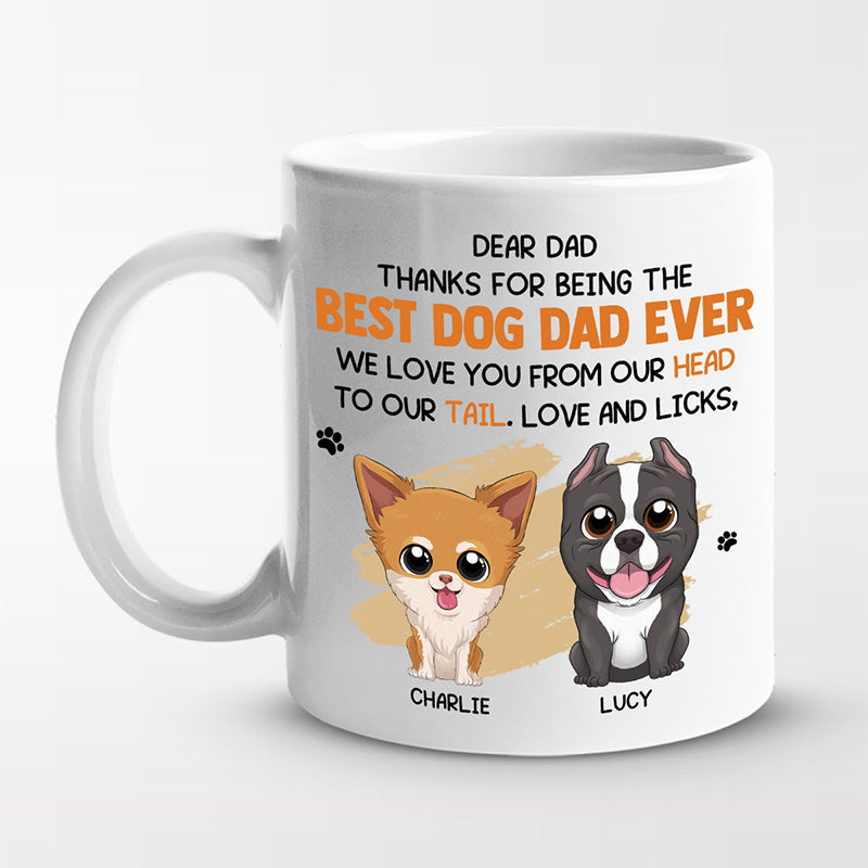 Je t'aime de la tête aux pieds - Mug personnalisé pour chien - Cadeau pour les propriétaires et les amoureux des animaux