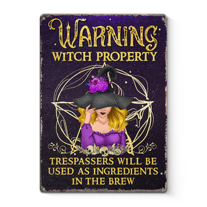 Avertissement Sorcière Propriété - Décoration d'intérieur personnalisée en métal - Cadeau d'Halloween pour les sorcières, vous-même
