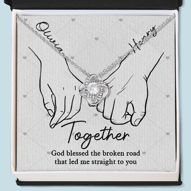 De notre premier baiser jusqu'à notre dernier souffle - Collier personnalisé avec nœud d'amour pour couple - Cadeau pour mari et femme, anniversaire