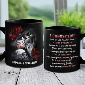 Je te choisirais plutôt que cent vies - Tasse noire personnalisée pour couple - Cadeau pour mari et femme, anniversaire