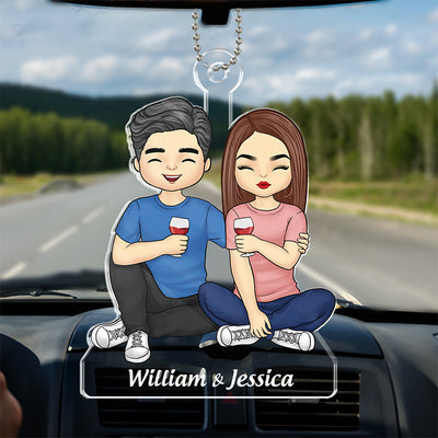 Nos road trips préférés - Ornement de voiture personnalisé pour couple - Forme personnalisée en acrylique - Cadeau pour mari et femme, anniversaire