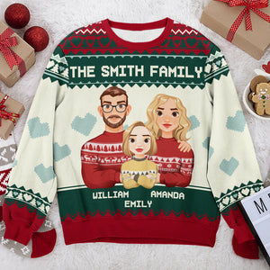 Notre famille est tout - Sweat-shirt personnalisé moche pour la famille - Pull en laine unisexe - Cadeau de Noël pour les membres de la famille