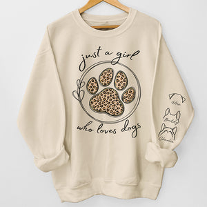A Girl Who Loves Pets - Dog & Cat Personalized Custom Unisex Sweatshirt With Design On Sleeve - Gift For Pet Owners, Pet Lovers