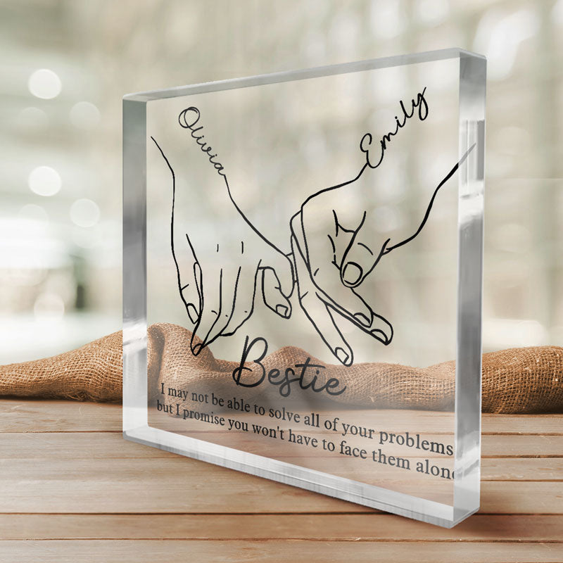 Les vrais amis sont une grande richesse - Plaque acrylique carrée personnalisée pour meilleure amie - Cadeau pour meilleures amies, meilleures amies, sœurs