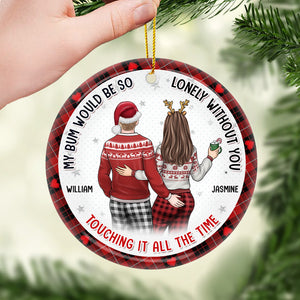 Je suis si heureux que nous ayons décidé de ruiner notre amitié - Ornement personnalisé pour couple - Forme ronde en céramique - Cadeau de Noël pour mari et femme, anniversaire