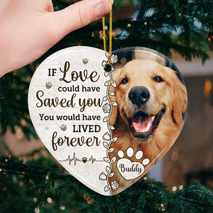 Ornement photo personnalisé en céramique - Cadeaux de condoléances commémoratifs de Noël personnalisés pour chiens et chats - Vous auriez vécu pour toujours