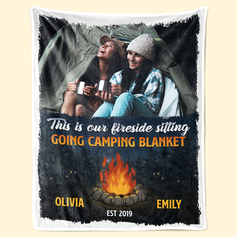 Couverture photo personnalisée au coin du feu, idéale pour le camping - Couverture personnalisée pour le camping - Cadeau pour les meilleures amies, les meilleures amies, les sœurs et les amoureux du camping