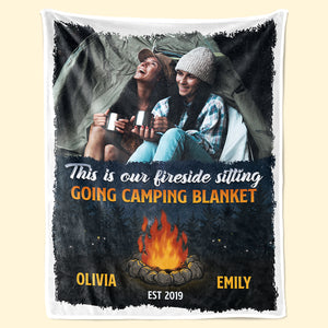 Couverture photo personnalisée au coin du feu, idéale pour le camping - Couverture personnalisée pour le camping - Cadeau pour les meilleures amies, les meilleures amies, les sœurs et les amoureux du camping