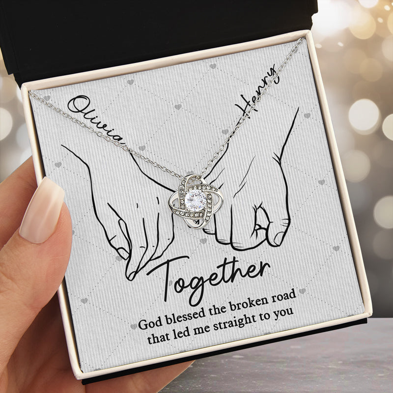De notre premier baiser jusqu'à notre dernier souffle - Collier personnalisé avec nœud d'amour pour couple - Cadeau pour mari et femme, anniversaire