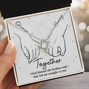 De notre premier baiser jusqu'à notre dernier souffle - Collier personnalisé avec nœud d'amour pour couple - Cadeau pour mari et femme, anniversaire