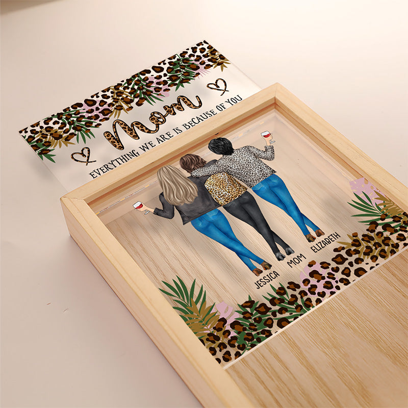 Tout ce que je suis, c'est grâce à toi - Cadre lumineux personnalisé pour la famille - Cadeau d'anniversaire pour maman