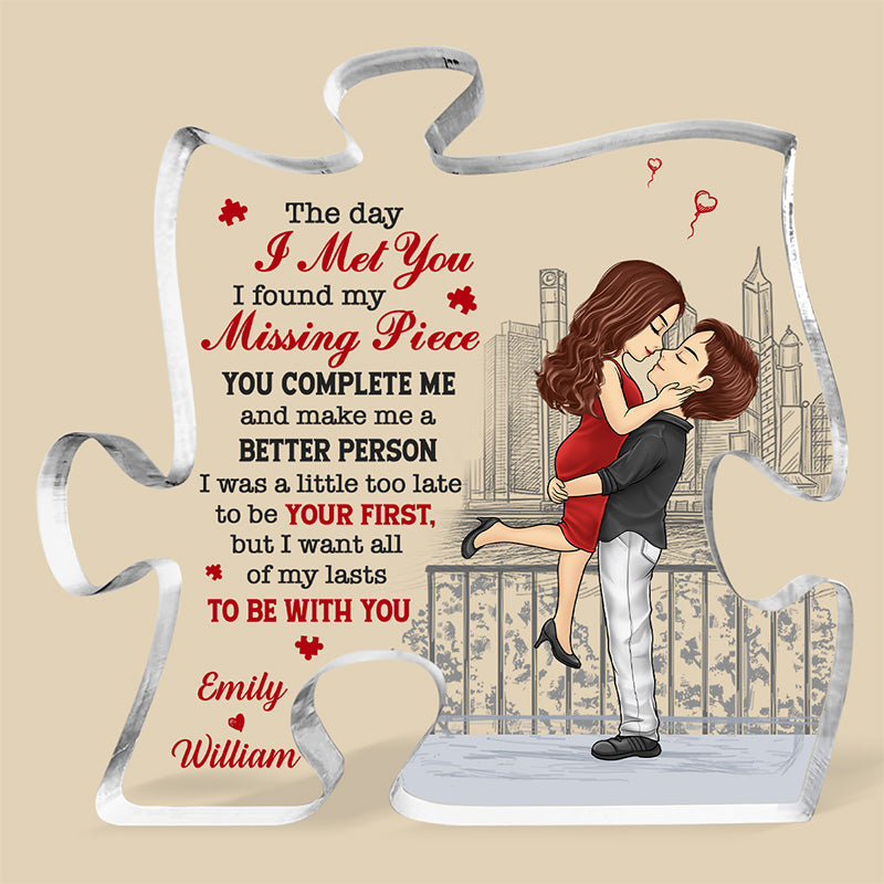 Tu me complète et fais de moi une meilleure personne - Plaque acrylique personnalisée en forme de puzzle pour couple - Cadeau pour mari et femme, anniversaire