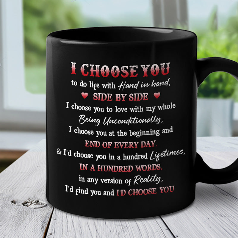 Je te choisirais plutôt que cent vies - Tasse noire personnalisée pour couple - Cadeau pour mari et femme, anniversaire