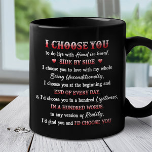 Je te choisirais plutôt que cent vies - Tasse noire personnalisée pour couple - Cadeau pour mari et femme, anniversaire
