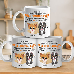 Je t'aime de la tête aux pieds - Mug personnalisé pour chien - Cadeau pour les propriétaires et les amoureux des animaux
